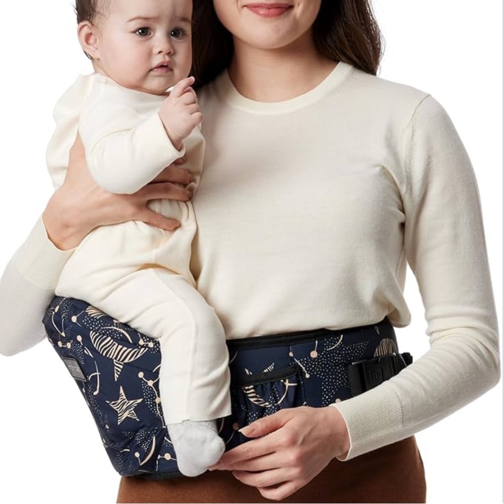 Momcozy Black and Gold Star Patterned Waist Bag Hip Seat